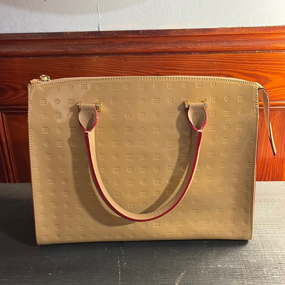 Arcadia Tan Tote with Red Accents